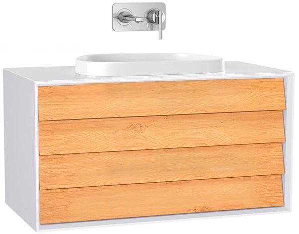 Vitra Frame 61466 Lavabo Dolabı 100 Cm,Çift Çekmeceli,Tezgahüstü Lavabolu,Mat Soft Beyaz.